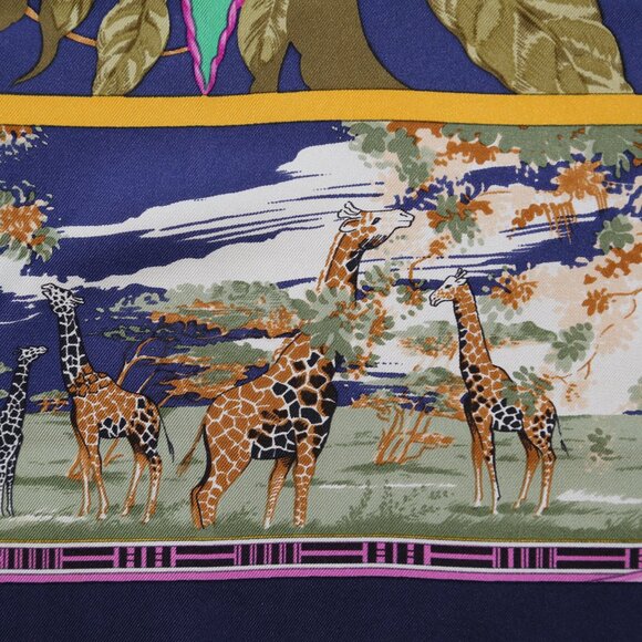 Auth Hermes "Tropiques" by Laurence Bourthoumieux silk scarf vtg Barely Used Con - Picture 7 of 12